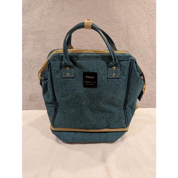 V-Coool Handbags - V-Coool Professional Cooler Bag Baby Bag Teal Beige Cooling Pocket Tote Backpack